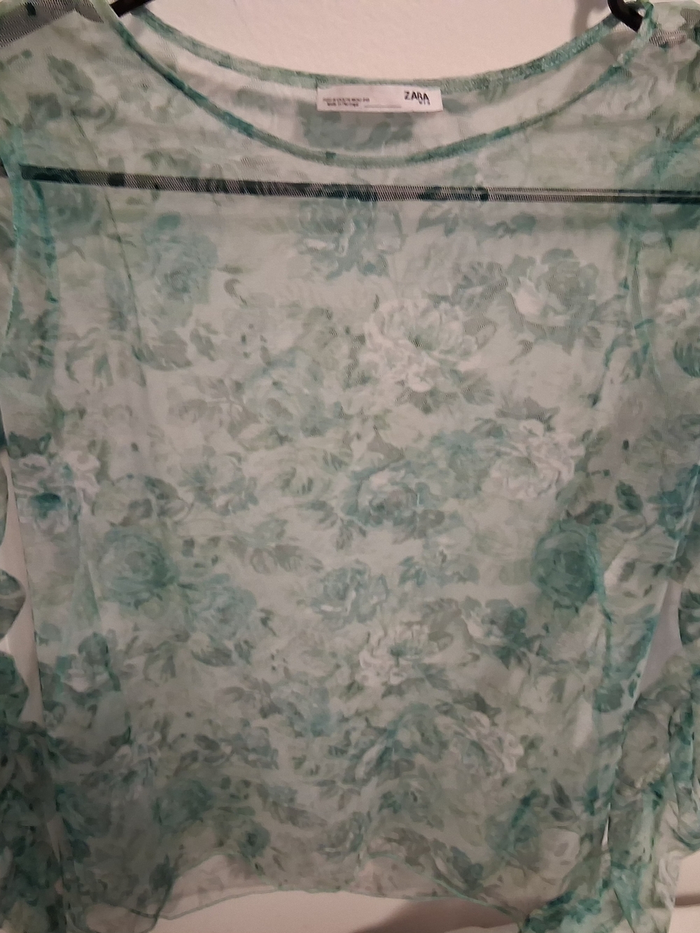 ZARA Sheer Floral Tunic in Mint